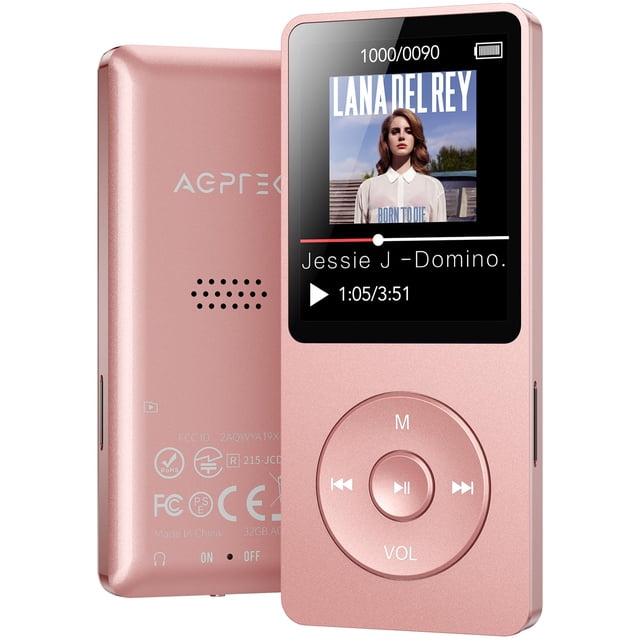 Reproductor MP3 AGPTEK A02 Bluetooth 5.3 32GB con altavoz en oro rosa