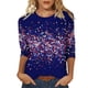 thumbnail image 1 of Camisetas de Manga Larga de las Mujeres Imprimir 3/4 Manga Cuello Redondo Blusa, Camiseta Casual para la Primavera Y el Verano, 1 of 5
