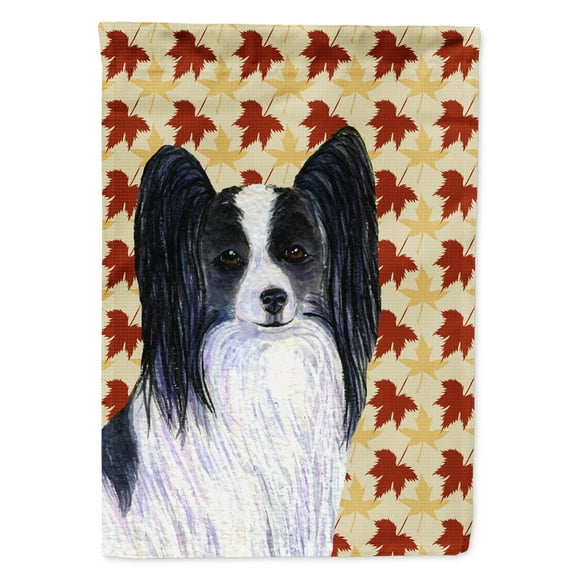 Papillon Fall Leaves Portrait Garden Flag