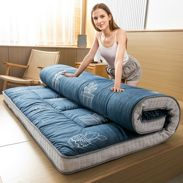 Grey Cactus Pattern Futon Mattress, Japanese Floor Mattress Quilted Bed Mattress Extra Thick Folding Sleeping Pad Breathable Floor Guest Bed for Camping Couch - Walmart.com