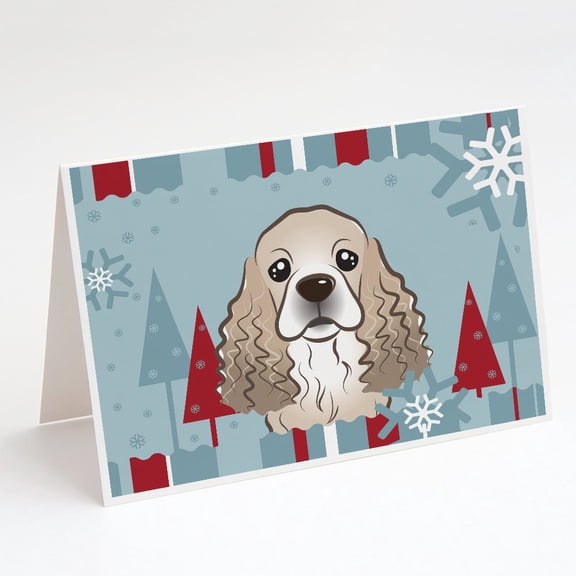 Winter Holiday Cocker Spaniel Greeting Cards and Envelopes Pack of 8