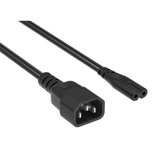 Cable Leader 2ft IEC320 C14 to C7 Extension Power Cord 18AWG, Black