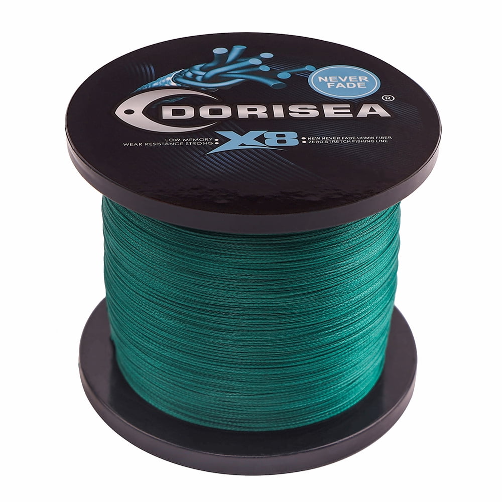 DORISEA 8 Strands PE Braided Extreme Multifilament Fishing Line Wire,NEVER FADE Moss Green