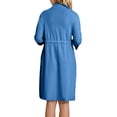 thumbnail image 3 of Lightweight Robes,Women's Pajama Dress Shirt 3/4 Sleeve Housecoats Full Loungewear Long Nightgown with Pockets,Blue,XXL, 3 of 5