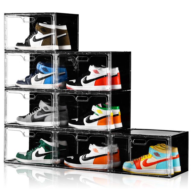 Cajas para zapatos apilables Amllas New, paquete de 8, transparentes, grandes