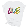 thumbnail image 4 of TSADFHJI Hauts d'Été Grande Taille pour Femmes T-Shirt Décontracté Simple Couleur Unie Col Rond Manches Courtes Impression Drôle T-Shirt Manches Courtes m Blanc, 4 of 5