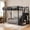 Black, variant on Full Size Loft Bed with Storage Stairs, Metal Loft Bed Frame with Upper Storage Shelf, Reversible Staircase, Open Under-Bed Space and Guardrails, White