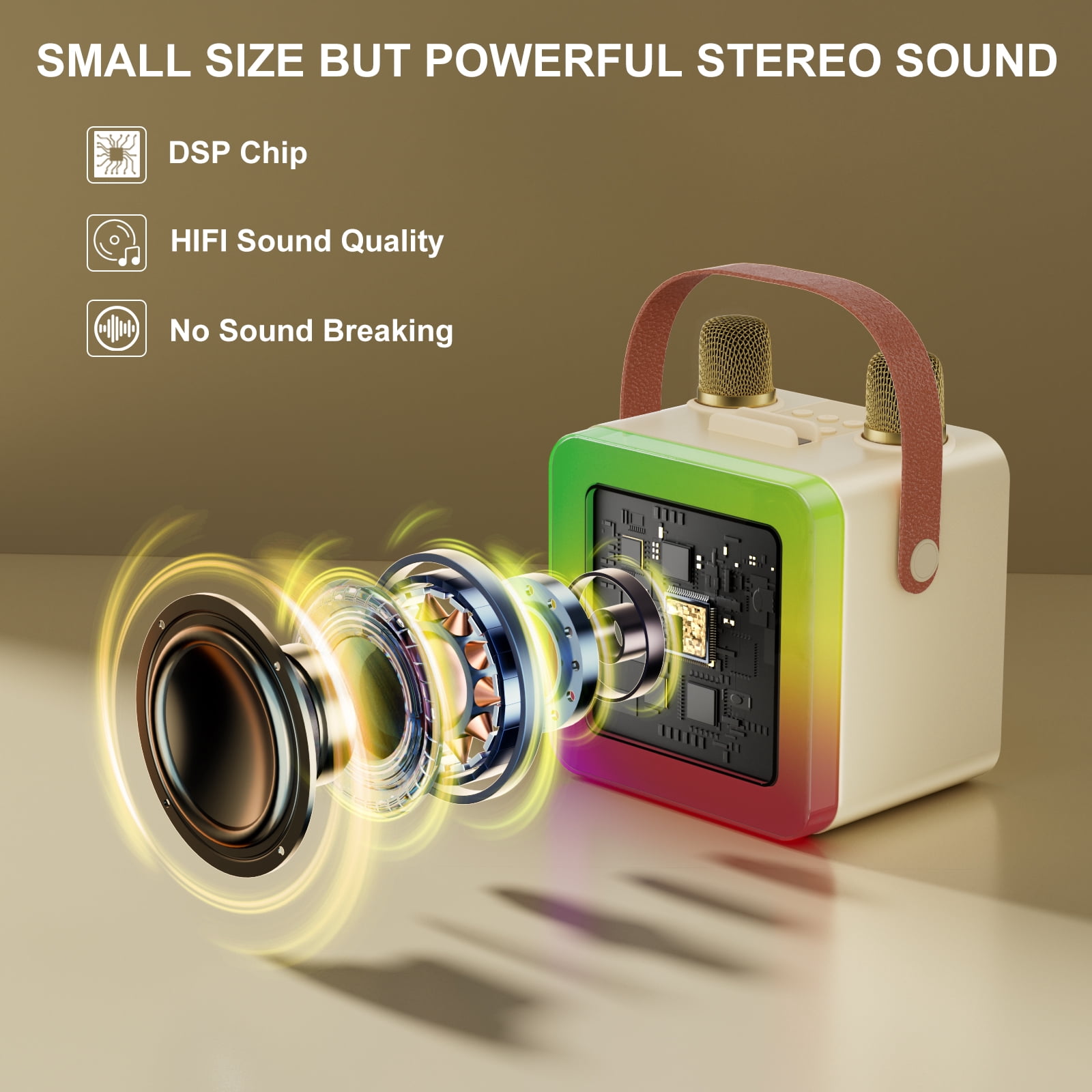 JYX Party Bluetooth Speaker with 2 Microphones, Stereo party speaker bluetooth for Outdoor