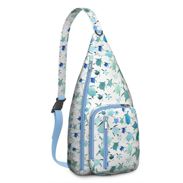 Hawaiian Turtle Sling Backpack - Tropical Beach Animal Print Shoulder Bag, Fashionable Anti-Theft Pack for Commuters