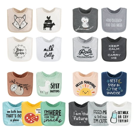 

The Peanutshell Unisex Terry Bibs 18 Pack for Feeding Teething or Drooling Neutrals/Hello Sunshine
