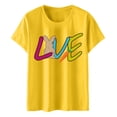 thumbnail image 5 of TSADFHJI Hauts pour Femmes Automne Décontracté Simple Couleur Unie Col Rond T-Shirt Manches Courtes Impression Drôle T-Shirt Manches Courtes L Jaune, 5 of 5
