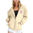 thumbnail image 3 of Breast Cancer Awareness Hoodies for Women Long Sleeve Loose Casual Zip Up Jacket Hooded Sweatshirt with Pockets, 3 of 8