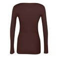 thumbnail image 4 of ASDFVBKG Women's Long Sleeve Shirts Soft Scoop Neck Ribbed Knit Tops Tunic Casual Slim Fit Base Layers Fashion Outfits Brown M, 4 of 4