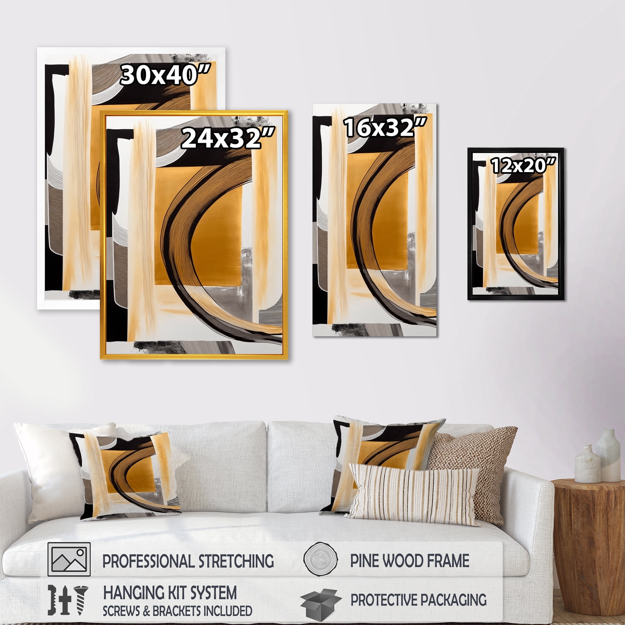 Designart Glam Art Deco Abstract III Canvas Wall Art
