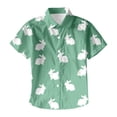 thumbnail image 4 of Boys Tshirts Boys Easter Bunny Print Short Sleeve Button Down Shirt with Pocket Girls' Tops Green 9-10 Years, 4 of 4