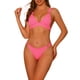 thumbnail image 1 of Conjuntos de bikini de triángulo de 2 piezas para mujer, con tirantes anchos ajustables y cierre en la espalda, trajes de baño acanalados, talla X-Large, color rosa intenso, 1 of 5
