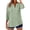 Green, variant on Womens 3/4 Sleeve Tops Cotton Linen Button Down Shirts V Neck Pleated Casual Loose Roll up Sleeve Shirts White