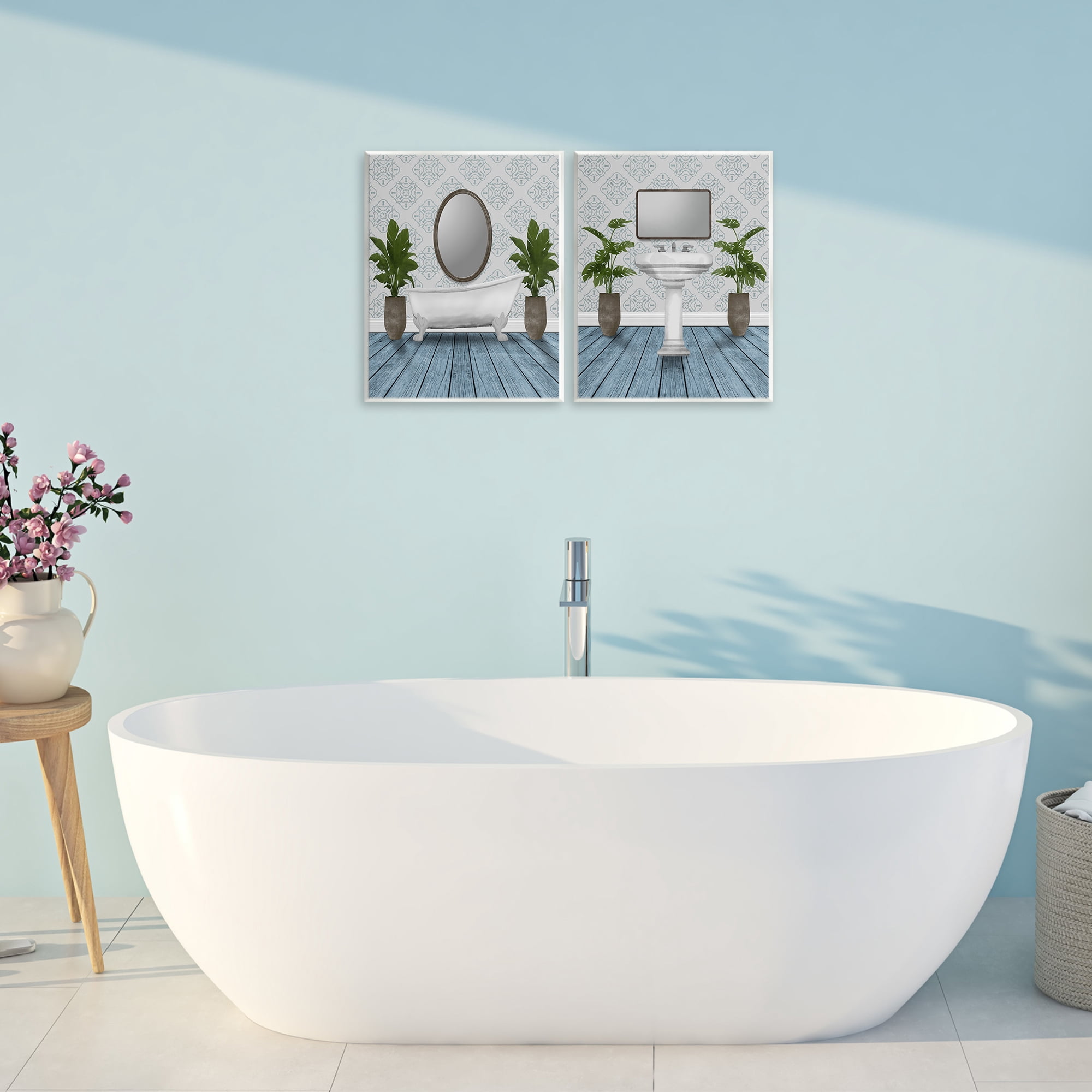Stupell Industries Bathroom's Restful Wash 2 Piece Wall Plaque Art Set, design by Marcus Prime