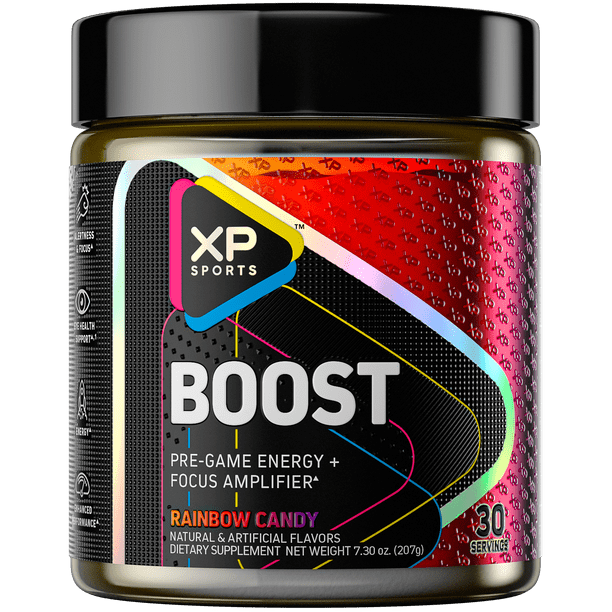XP Sports Boost PreGame Energy Powder, Rainbow Candy, 30 Servings