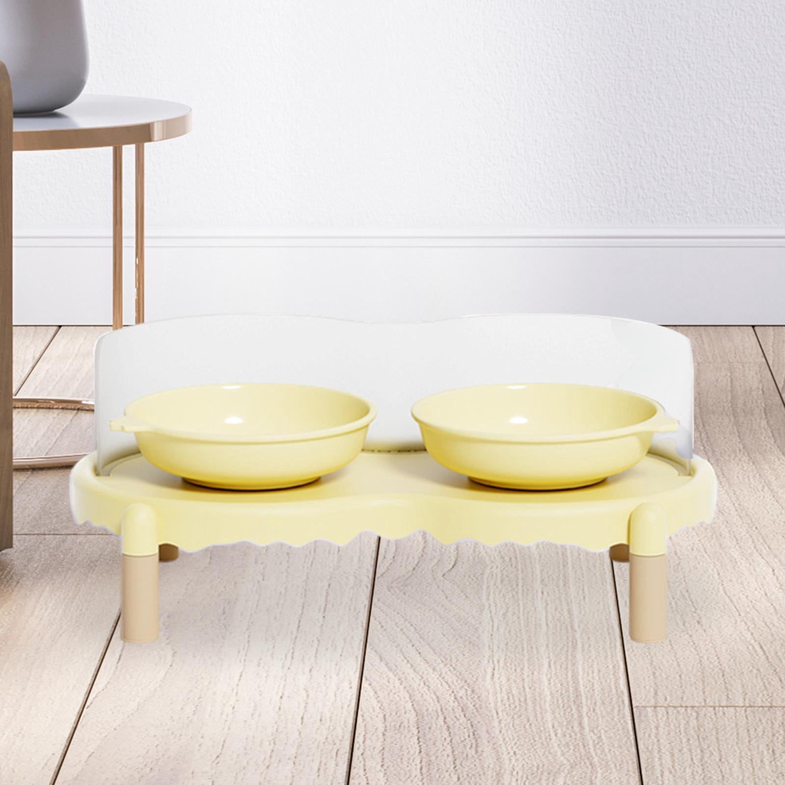 FashionCha Ceramic Elevated Cat Bowls Feeding Bowls Cat Dishes for Puppies Kittens Cats Yellow