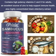 Pslalae Sambucus Elderberry 3200mg -with Vitamin C, Vitamin D -Energy & Immune Booster(30/60/100pcs)