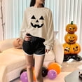 thumbnail image 6 of Elvqul Women's Loose Fit Long Sleeve Sweatshirt Crew Neck Jack-O-Lantern Pumpkin Relaxed Athletic Sporty Active, 6 of 6