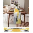 thumbnail image 3 of Ldtrchee Yellow Gray Table Runner 108 Inches, Modern Oil Painted Abstract Geometric Bed Runner Dresser Scarves Tabletop for Indoor Outdoor Parties/Ceremony/Banquet, 13"x 108", 3 of 8