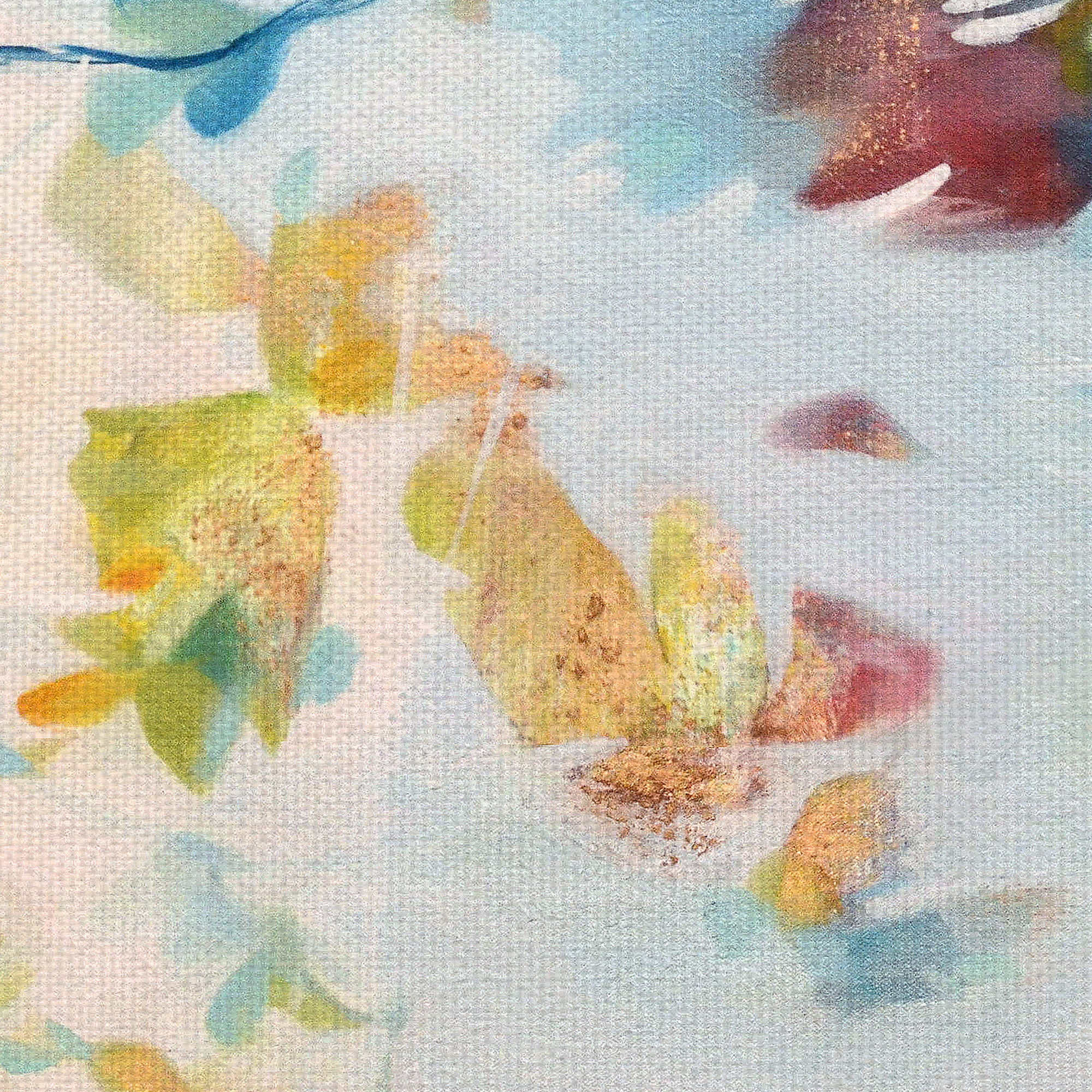 Masterpiece Art Gallery First Blush Blue Leaves by Elisa Sheehan Canvas Art Print 30" x 30"