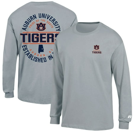 Men's Russell Athletic Gray Auburn Tigers Circle Logo Long Sleeve T-Shirt