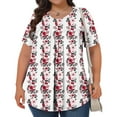 thumbnail image 4 of Pisexur Hauts de Printemps pour Femmes Blouses pour Femmes Décontractées Mode Féminine Imprimé Col Rond Manches Courtes Plissé Ample Multicolore,3TG, 4 of 7