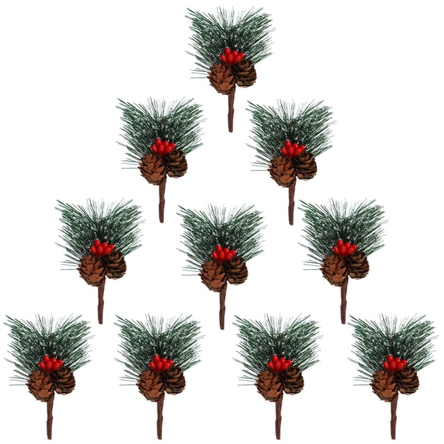 Artificial Pine Cone Christmas Picks Simulation Berry 10pcs PVC DIY Florist Decoration Mini Home Decor Pendant