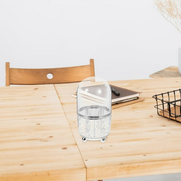 HINTRMENT Rotating Pencil Holder Makeup Organizer With Lid Transparent Silicone 1Set For Workspace