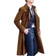 thumbnail image 4 of Mens Trench Coat Double Breasted Long Jacket Casual Windbreaker Notched Lapel Belted Overcoat Brown M(M), 4 of 4