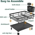 thumbnail image 3 of BAKIBO Dish Drying Rack with Drainboard Dish Drainers for Kitchen Counter Sink Adjustable Spout Dish Strainers with Utensil Holder and Knife Slots, Black, 3 of 8