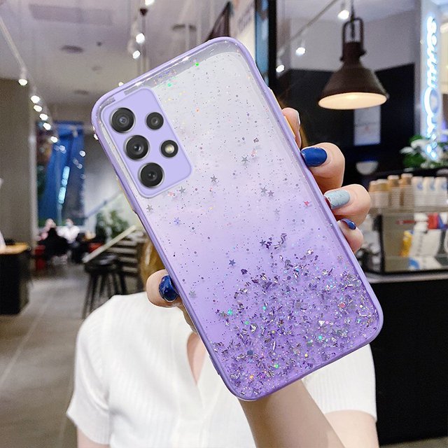 Funda de estrella con purpurina ostentosa para Samsung Galaxy S21 S20 Plus Ultra FE A21S A31 A51 A71 A02S A22 A32 A42 A52 A72 A03S A11 Tan Jianjun unisex