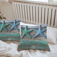 thumbnail image 5 of Blue Green Starfish Outdoor Pillow Covers Pack of 2 Coastal Ocean Farmhosue Wood Plank Waterproof Throw Pillow Covers Decorative Cushion Cases for Patio Garden Tent Balcony Couch 24x24 inch, 5 of 8