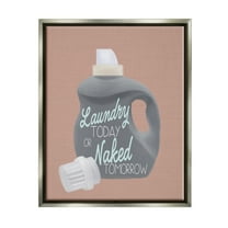 Stupell Industries Laundry Today Funny Phrase Typography Painting Gray Floater Framed Art Print Wall Art, 17 x 21