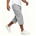 thumbnail image 6 of Capris Sweatpants for Men Wide Leg Drawstring Below Knee Shorts Gray Crooped Pants with Pockets Size S, 6 of 7