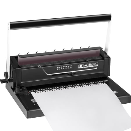 VEVOR Manual Coil Binding Machine, with Coil Insert 34 Holes 120 Sheet of A4 Papers, Spiral Coil Book Binding Machine