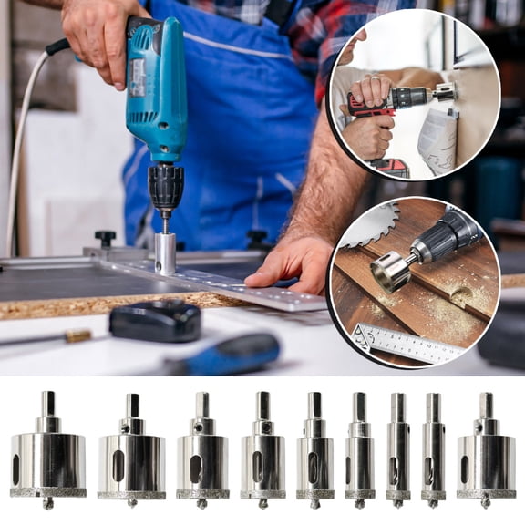 Nsxcdh Glass Hole Saw Drill,Emery Reaming Bit,Nickel Plated,Multiple Sizes,Diamond Coated,Water Lubrication,Ceramic Tile,Tool Accessories Christmas Gifts for Grandkids and Women