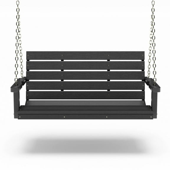 SimplyPoly Amish Made Signature Composite Porch Swing, 4-Foot, Black