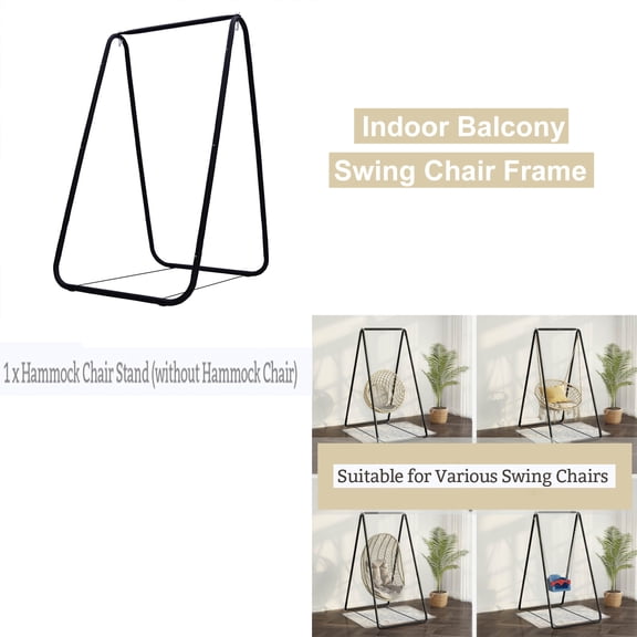 Tereitr Hammock Chair Stand,Heavy-Duty Steel 220LBS Multi-Use Hammock Stand for Outdoor Indoor, Swing Chair not Include (Black)
