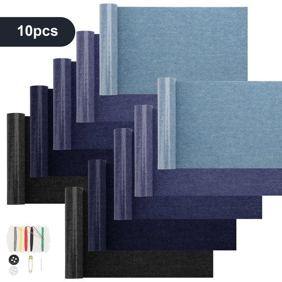 10pcs Denim Fabric Iron On Patches, TSV Jean DIY Decorative Patches for Clothes & Crafts, 20 x 3''