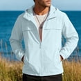 thumbnail image 2 of Riecok Full Zip Jacket Men Long Sleeve Sun Protection Coats Lightweight Breathable Hooded Tops Fishing Workout Outerwear Light Blue M, 2 of 8