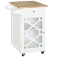 thumbnail image 1 of White Kitchen Cart on Wheels with Drawer & Glass Door - Rolling Island, Adjustable Shelf, Towel Rack - Ideal for Kitchen, Dining & Living Room Storage, 1 of 7