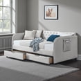 thumbnail image 2 of Tcbosik Linen Fabric Upholstered Daybed with Trundle, Side Pocket and 2 Storage Drawers, Twin Size Sofa Bed for Living Room, Guest Room, Bedroom, No Box Spring Needed, Beige, 2 of 8