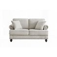 thumbnail image 2 of Modern White 61" Chenille Upholstered Sofa with Nails and Armrests, 2 of 8