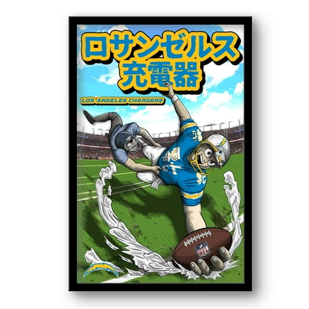 Los Angeles Chargers 14 x 20 Framed Anime Art Print