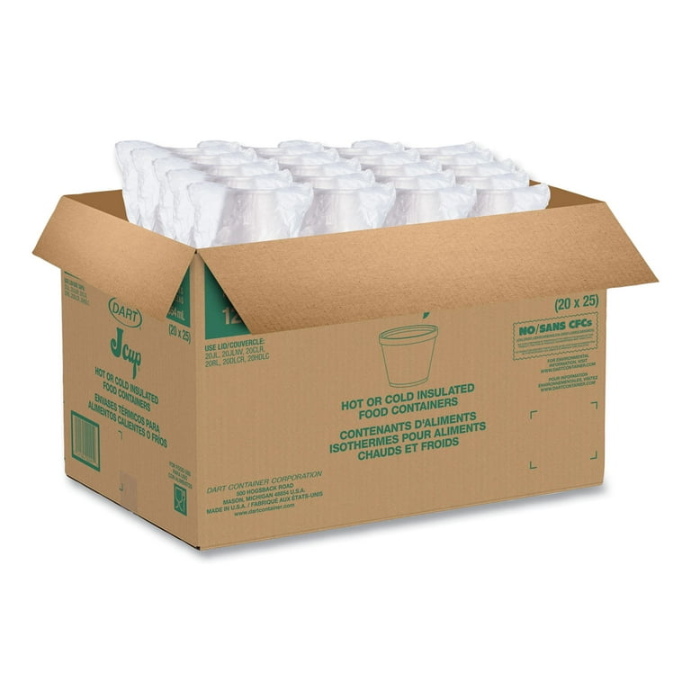 Food Containers, 12 oz, White, Foam, 25/Bag, 20 Bags/Carton Food Containers, 12 oz, White, Foam, 25/Bag, 20 Bags/Carton