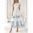 thumbnail image 3 of PRETTYGARDEN Boho Dresses for Women Summer Spring Casual Floral Short Sleeve V Neck Maxi Elastic Waist Dress Pockets, 3 of 10